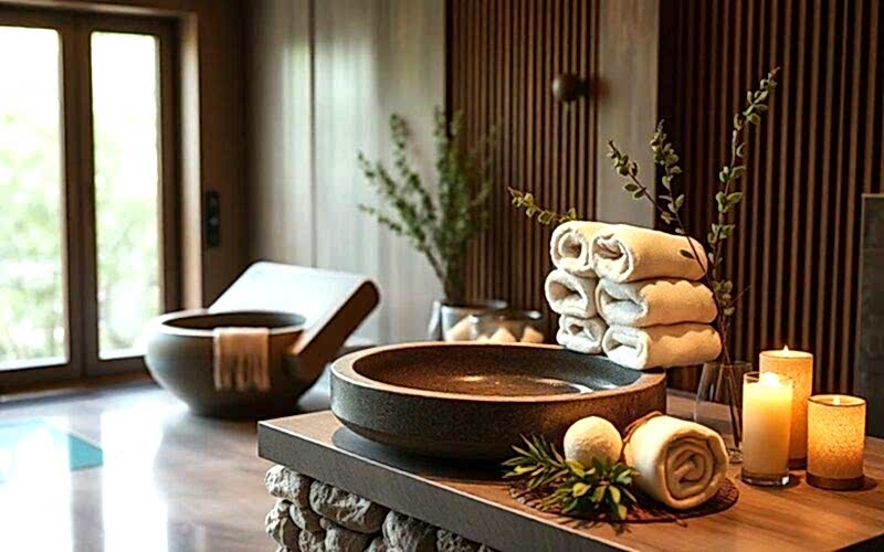 Atakum spa karşılama alanı ve sıcak havlular
